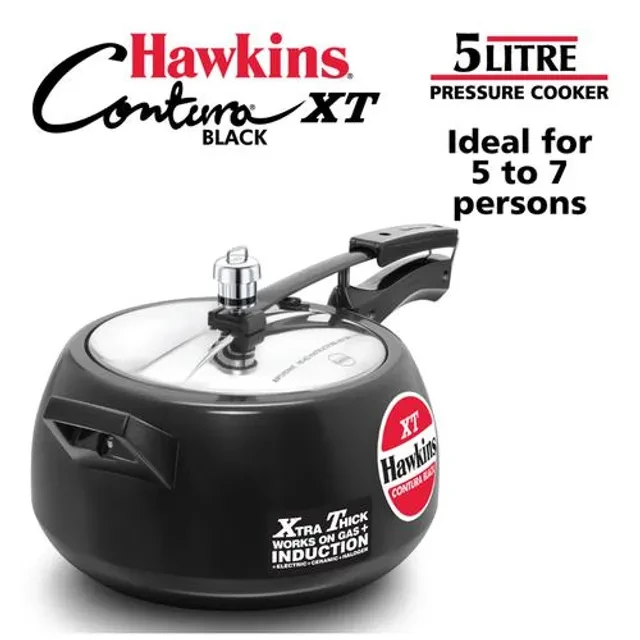 Hawkins Contura Hard Anodised Black Inner Lid Pressure Cooker - Xtra Thick & Induction Base, CXT50, 5 l-2.webp